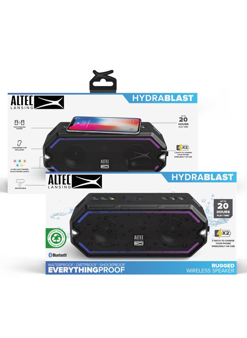 Altec Lansing - HydraBlast Wireless Portable Bluetooth Speaker, IP67 Waterproof for Parties, USB C Rechargeable Outdoor Speakers with Built in Phone Charger and LED Lights, 20 Hour Playtime - Image 1