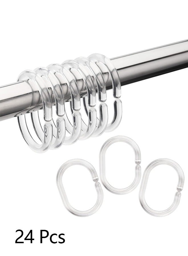 Bukela 24 Pcs Shower Curtain Rings, Shower Curtain Hooks,C Shaped Shower Hooks for Shower Curtain, Clear Shower Curtain Hooks for Bathroom  - Image 1