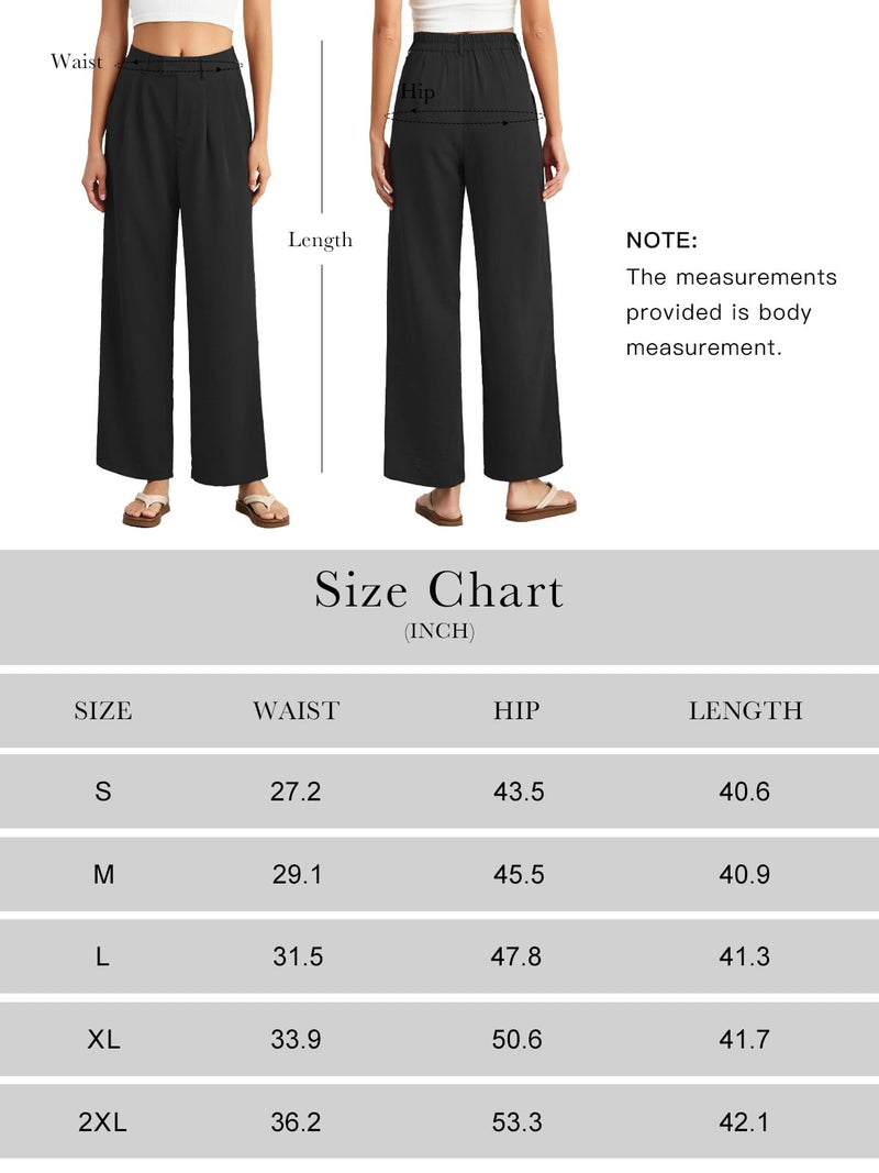 Feiersi Women's Wide Leg Pants Casual High Waisted Slacks Straight Dressy Pants Palazzo Trousers with Pockets(Black,XX-Large) - Image 2