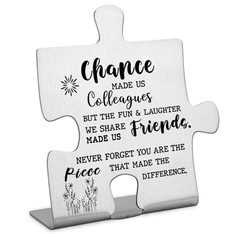 FOKCBOCM Colleague to Friend Gifts for Women Chance Made us Colleagues Keepsake Coworker Leaving Goodbye Gifts Going Away New Job Retirement Gifts for Colleague Friends Home Office Desk Sign Keepsake - Image 1