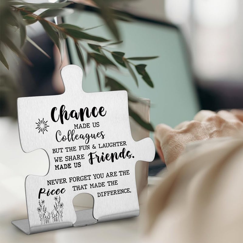 FOKCBOCM Colleague to Friend Gifts for Women Chance Made us Colleagues Keepsake Coworker Leaving Goodbye Gifts Going Away New Job Retirement Gifts for Colleague Friends Home Office Desk Sign Keepsake - Image 2