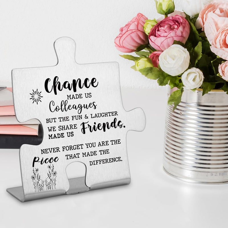 FOKCBOCM Colleague to Friend Gifts for Women Chance Made us Colleagues Keepsake Coworker Leaving Goodbye Gifts Going Away New Job Retirement Gifts for Colleague Friends Home Office Desk Sign Keepsake - Image 3