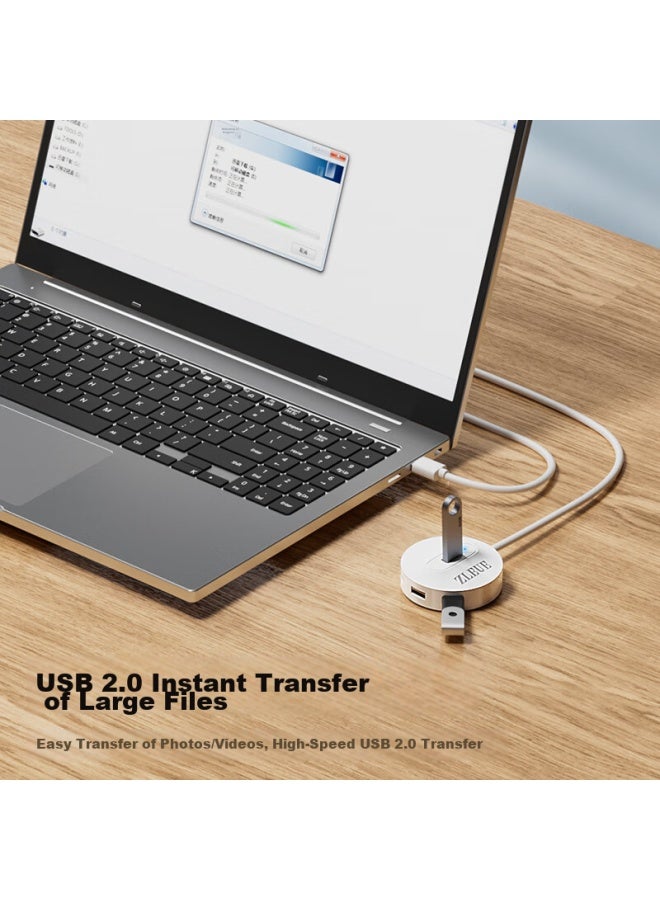 Zleue Usb Hub Splitter 2.0, 4-port Hub Expansion Dock, Laptop And Desktop Computer Multi-port Adapter, Multi-port Extension Cable With Power Port, 0.5 Meters, E8002c - Image 3