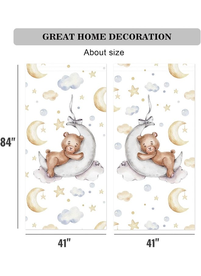 Felortte Felortte 82" Wx 84" L Cartoon Lovely Bear Moon and Stars Window Curtains for Baby Room Bedroom Nursery Home Decor Decorations with Fabric Machine Washable  - Image 4