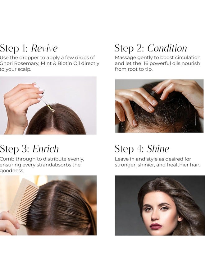 GHORI Rosemary, Mint & Biotin Fortifying Oil – 59ml – Natural Hair Growth Treatment for Thicker, Healthier Hair & Scalp Nourishment - Image 4