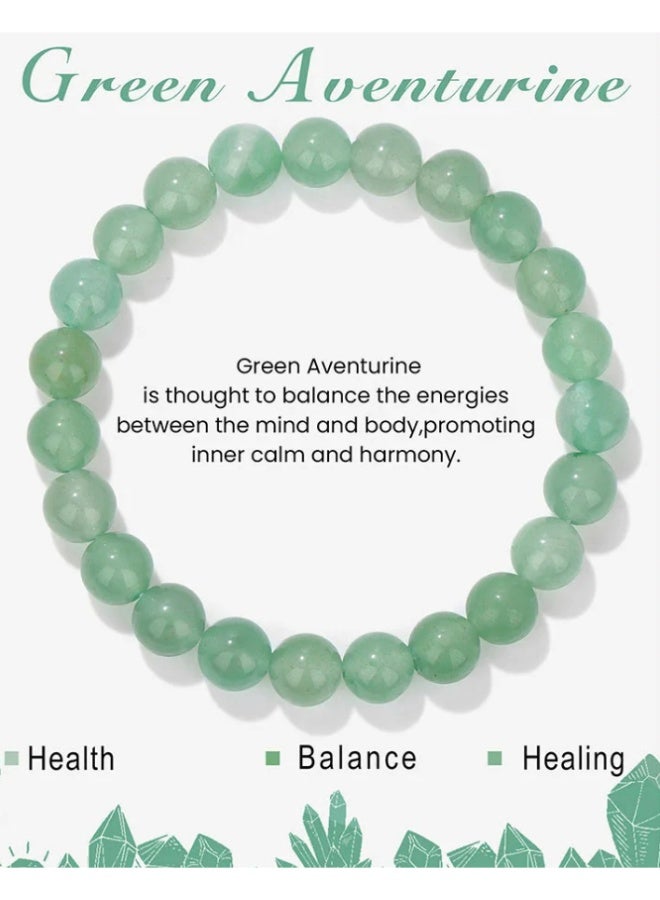 Natural Stones Yoga Bracelet Stress Relief Crystal Healing Beaded Bracelets 8mm Mantra Stretchy Handmade Bracelets Inspirational Gifts with Message Card - Image 1