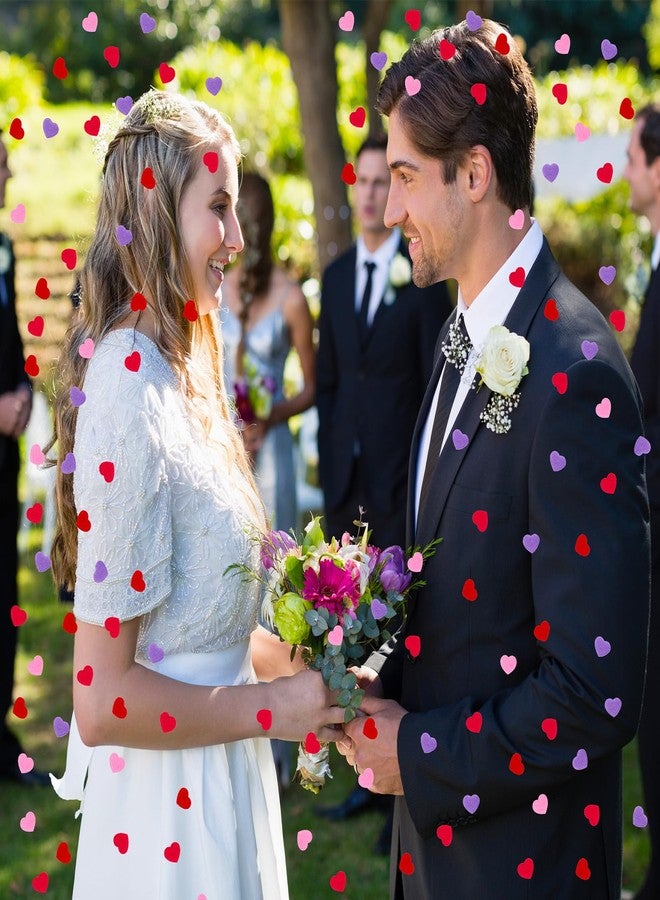 MARFOREVER 500pcs Heart Confetti, Valentine's Day Heart Decal Set Red, Pink, Rose Red, Purple Felt Sprinkles for Valentine's Day Table Decorations - Image 2