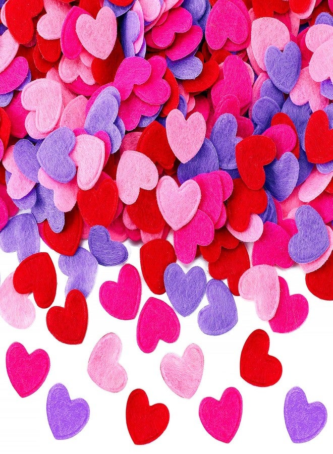 MARFOREVER 500pcs Heart Confetti, Valentine's Day Heart Decal Set Red, Pink, Rose Red, Purple Felt Sprinkles for Valentine's Day Table Decorations - Image 1