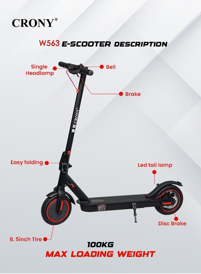 Crony M365 App E-Scooter For Kids/Teen, 250w Brushless Motor, 45km/h High-Speed Urban Commuter , 36v Battery Electric Scooter For Adults, Rear Disc Brake, App-Controlled Smart Scooter With Led Headlights, Portable Lightweight Aluminum Frame, Off-Road Capable, Bluetooth Connectivity, Travel-Ready Design,Black - Image 3