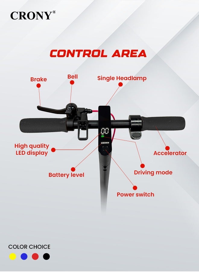 Crony M365 App E-Scooter For Kids/Teen, 250w Brushless Motor, 45km/h High-Speed Urban Commuter , 36v Battery Electric Scooter For Adults, Rear Disc Brake, App-Controlled Smart Scooter With Led Headlights, Portable Lightweight Aluminum Frame, Off-Road Capable, Bluetooth Connectivity, Travel-Ready Design,Black - Image 5