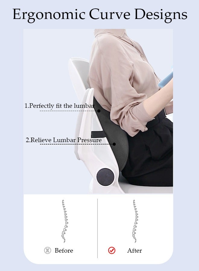 DUNISO Adjustable Lumbar Support Pillow Improve Lower Back PainRelief and Sitting Posture Adjustable Slider Ergonomic Memory Foam Back Cushion for Long Sitting for Office Chair Car Plane - Image 2