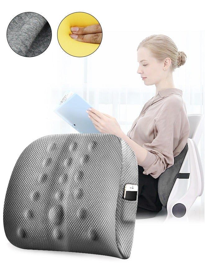 DUNISO Adjustable Lumbar Support Pillow Improve Lower Back PainRelief and Sitting Posture Adjustable Slider Ergonomic Memory Foam Back Cushion for Long Sitting for Office Chair Car Plane - Image 1