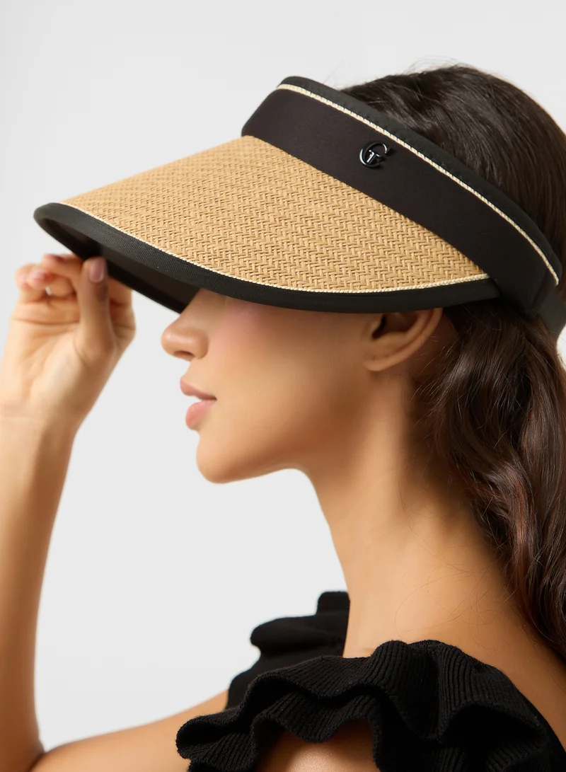 ELLA Contrast Band Straw Visor Hat