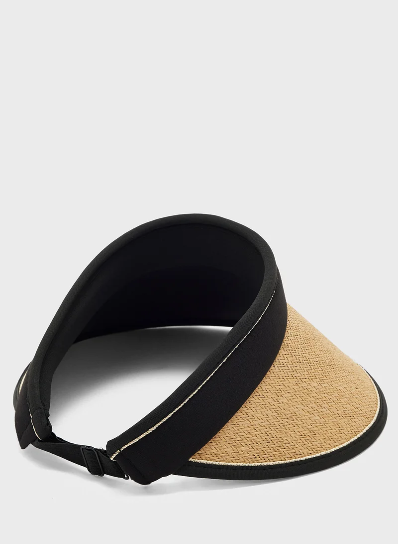 ELLA Contrast Band Straw Visor Hat