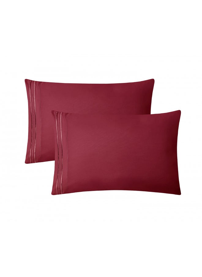Clara Clark California King Sheets Set, Deep Pocket Bed Sheets for Cal King Size Bed - 4 Piece Bed Sheet Set, Extra Soft Bedding Sheets & Pillowcases, Burgundy Red Sheets Cal King