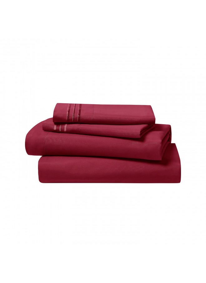 Clara Clark California King Sheets Set, Deep Pocket Bed Sheets for Cal King Size Bed - 4 Piece Bed Sheet Set, Extra Soft Bedding Sheets & Pillowcases, Burgundy Red Sheets Cal King