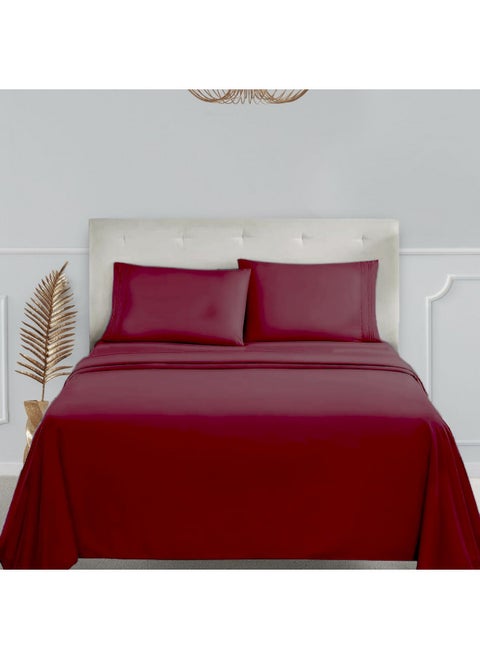 Clara Clark California King Sheets Set, Deep Pocket Bed Sheets for Cal King Size Bed - 4 Piece Bed Sheet Set, Extra Soft Bedding Sheets & Pillowcases, Burgundy Red Sheets Cal King