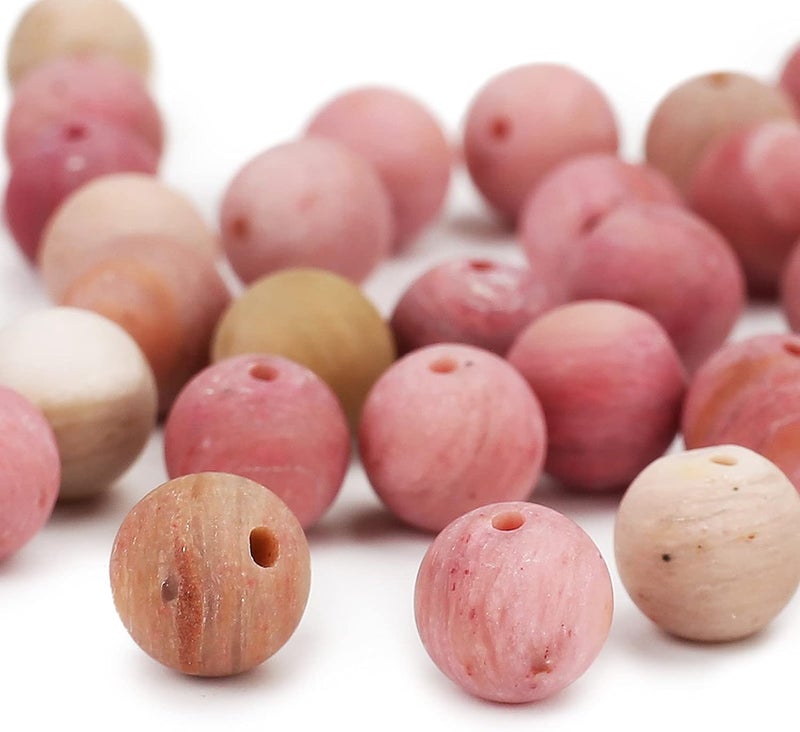 AUREHEN Natural Matte Rhodochrosite Beads, 6MM Round Frosted Unpolished Loose Gemstone Beads for Bracelet Necklace Jewelry Making, Energy Stone Healing Power with Stretch Beading Cord - Image 5