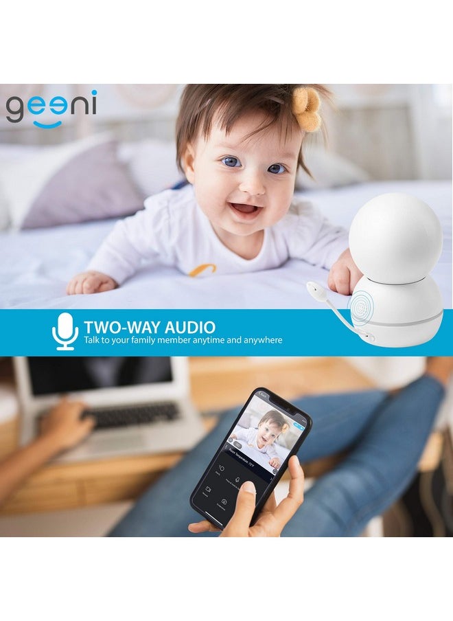 Smart Home Pet And Baby Monitor With Camera 1080P Wireless Wifi Camera With Motion And Sound Alert (White)