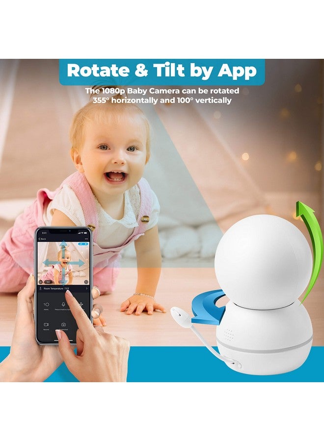 Smart Home Pet And Baby Monitor With Camera 1080P Wireless Wifi Camera With Motion And Sound Alert (White)