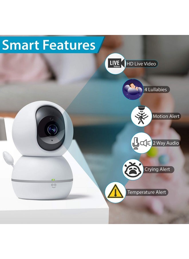 Smart Home Pet And Baby Monitor With Camera 1080P Wireless Wifi Camera With Motion And Sound Alert (White)