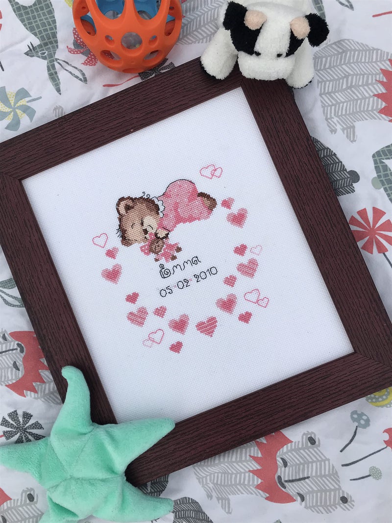 RIOLIS - Girls Birth Announcement 1123, Cross Stitch Kits 7"X9.5", Cross Stitch Kits for Beginners & Advanced, Crossstitching Kits Adult, Counted Stitching Kits, Embroidery Kit - Image 5