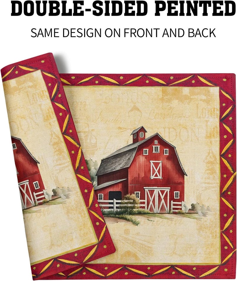 Giwawa Rooster Chicken Placemats Welcome to Our Farmhouse Linen Place Mat Vintage Animal Farm Decorative Washable Non Slip Table Mats for Dining Kitchen Party Set of 4 12x18 - Image 5