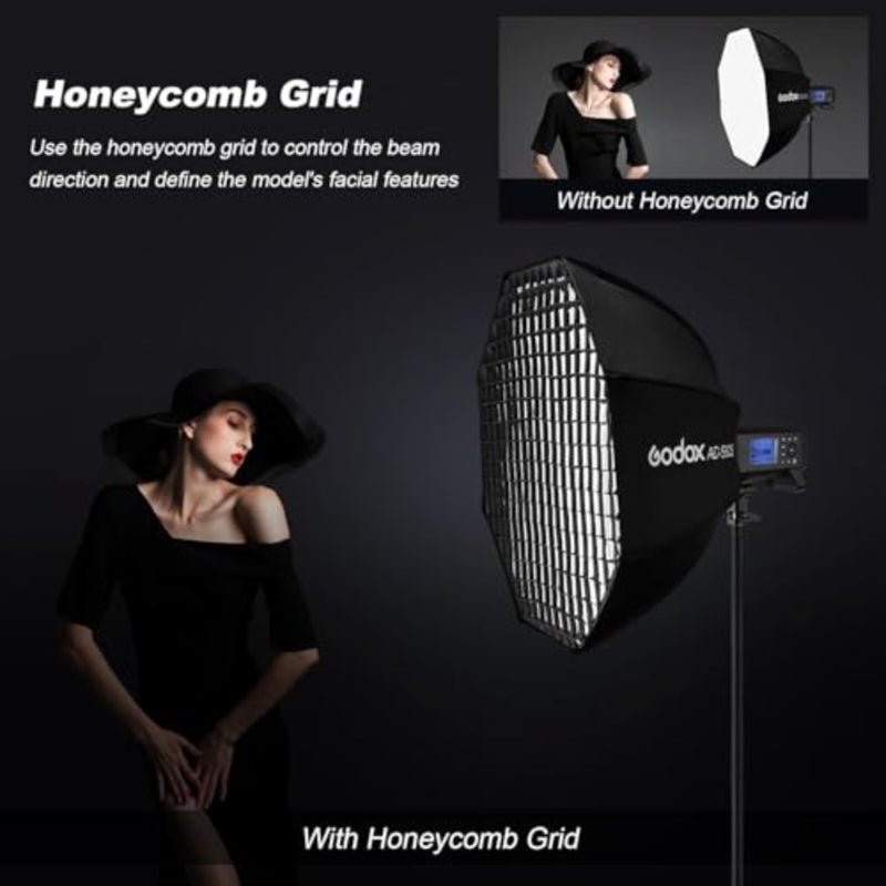 AD-S60S Softbox Mount Softbox 60 سم مع حقيبة حمل عاكسة للناشرات الشبكية لـ AD400Pro II AD400 Pro AD300 Pro Flash وML100BI ML100R ML60 ML60Bi ML60II Bi ML30 ML30Bi LED ضوء - Image 4