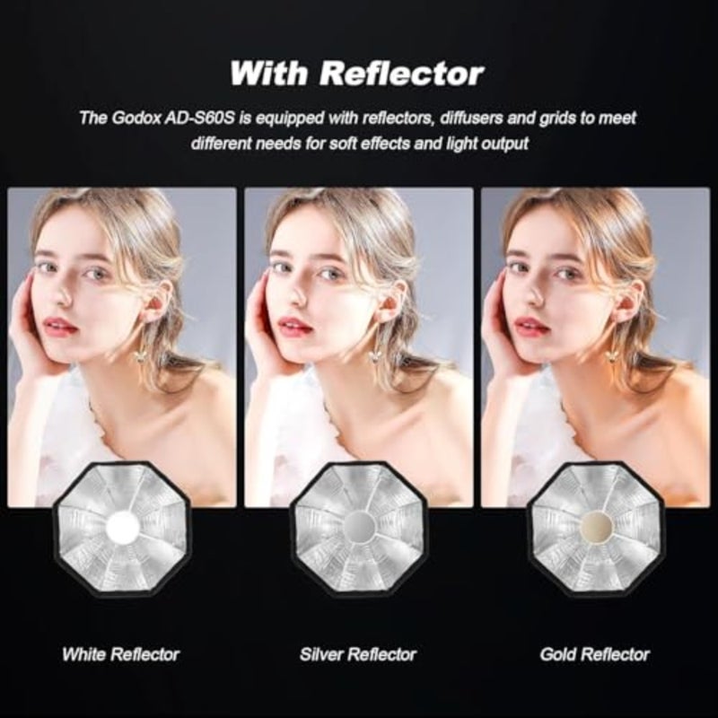 AD-S60S Softbox Mount Softbox 60 سم مع حقيبة حمل عاكسة للناشرات الشبكية لـ AD400Pro II AD400 Pro AD300 Pro Flash وML100BI ML100R ML60 ML60Bi ML60II Bi ML30 ML30Bi LED ضوء - Image 3