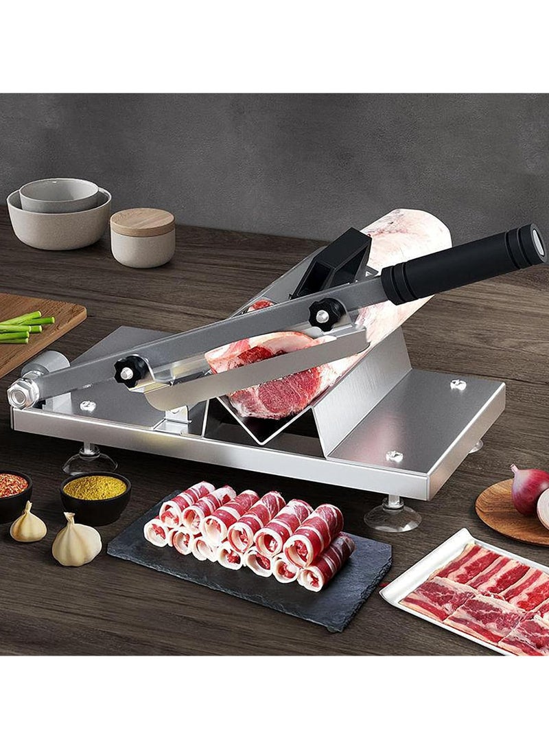 Manual Frozen Meat Slicer Stainless Steel, Adjustable Thickness, Use for Beef Mutton Ham Food Cutter Machine