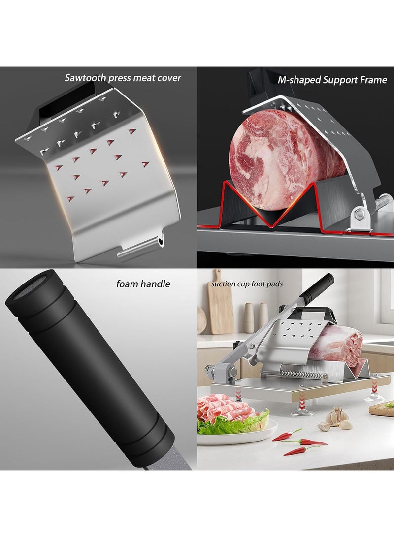 Manual Frozen Meat Slicer Stainless Steel, Adjustable Thickness, Use for Beef Mutton Ham Food Cutter Machine