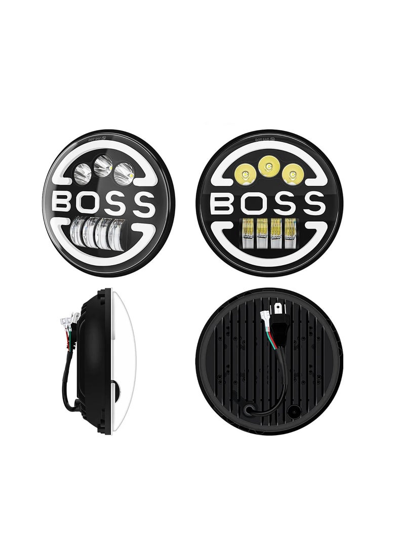 gz auto GZ AUTO 7 Inch LED Headlights, 160W Boss Model Angel Eye Halo Lights, High/Low Beam, DRL Amber Turn Signal, IP68 Waterproof, Compatible with Jeep Wrangler CJ JK LJ, Hummer H1 H2-1 Pair  - Image 4