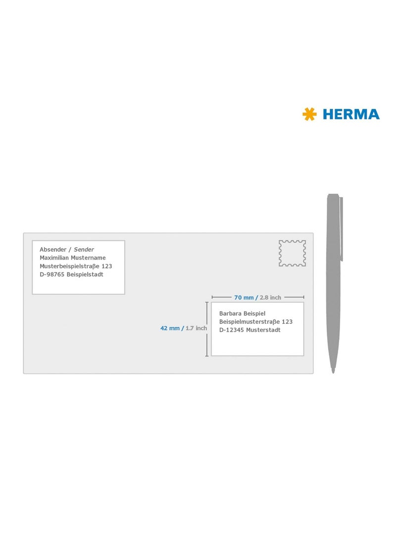 Herma Herma Premium Labels 4451 A4, Permanent Adhesive, 70 x 42 mm, White  - Image 4