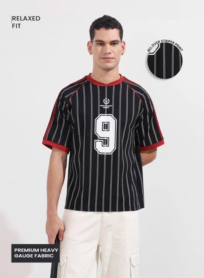 شركة المرآب الهندية Men Relaxed Fit Printed Crew Neck Half Sleeves T-Shirt