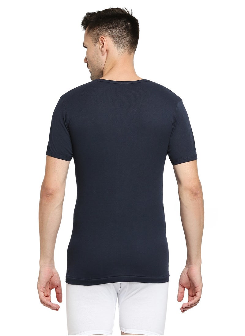 BYC - MEN'S V-NECK COTTON UNDERSHIRT (PACK OF 3) - NAVY BLUE - Image 1