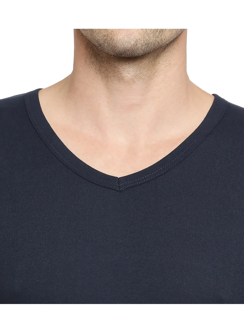 BYC MEN'S V-NECK COTTON UNDERSHIRT (PACK OF 3) - NAVY BLUE