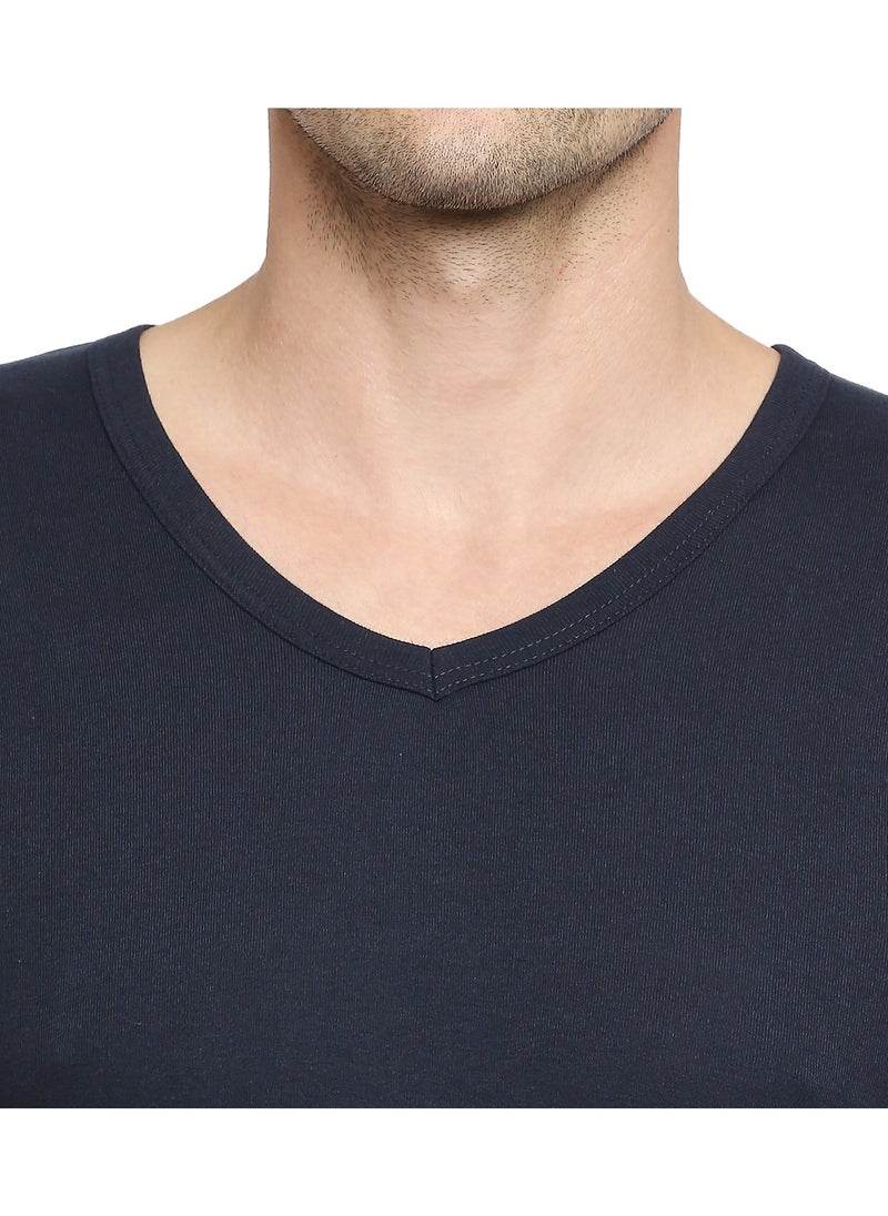 BYC - MEN'S V-NECK COTTON UNDERSHIRT (PACK OF 3) - NAVY BLUE - Image 1
