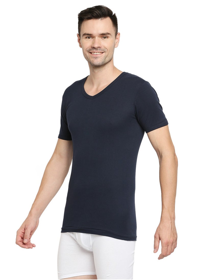 BYC - MEN'S V-NECK COTTON UNDERSHIRT (PACK OF 3) - NAVY BLUE - Image 1
