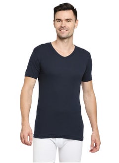 BYC MEN'S V-NECK COTTON UNDERSHIRT (PACK OF 3) - NAVY BLUE  - Image 3