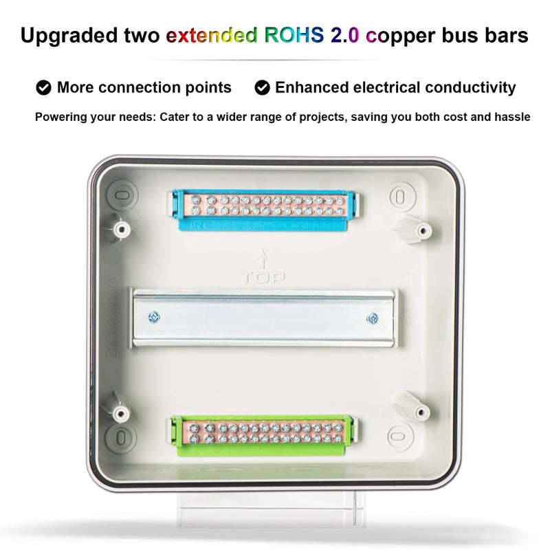 Qilipsu Next-Generation 9 Way Circuit Breaker Box  Ul94-V0 Pc/Abs Alloy Plastic Ip65 Waterproof Din Rail Enclosure With Bus Bars  Solar Power Distribution Panel For Indoor And Outdoor Use - Image 3