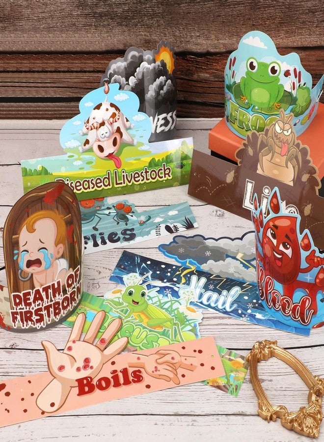 Qpout 30Pcs Passover Ten Plagues Paper Headbands,Animal Cartoon Pesach Dress up Crown Hats for Home Crafts Seder Family Party Holiday Educational Supply Favors Decorations - Image 2