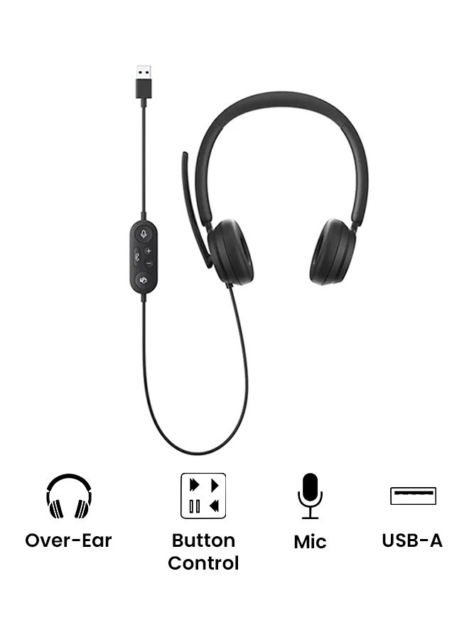 Microsoft Over-Ear Modern USB Headset With Mic Black - Image 2