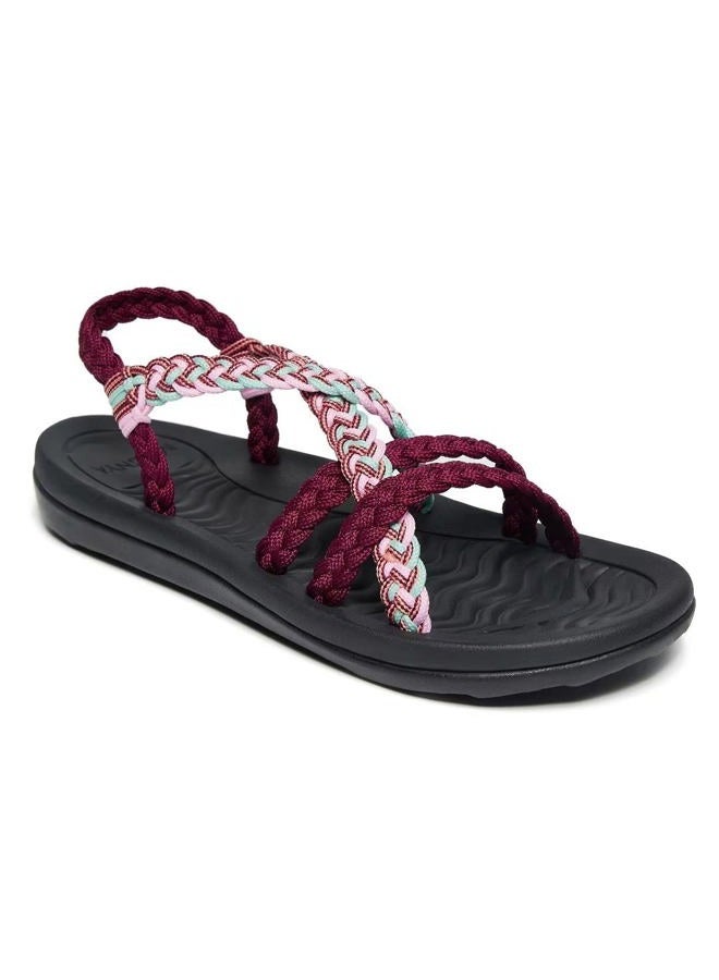 MEGNYA Women's Comfortable Walking Sandals with Arch Support, Athletic Hiking Sandals with Handmade Straps, Outdoor Soft Water Sandals for Beach Poolside Travel Camping, W31-bordeaux Pink, 8 - Image 1
