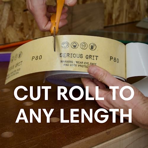 Serious Grit - 120 Grit Ceramic Grain PSA Sandpaper Roll - Heavy-Duty Stickyback Adhesive Longboard Sanding Roll - 2.75" x 20 Yard Continuous Sand Paper for Wood, Metal, Autobody, Paint, Air Sanders. - Image 3