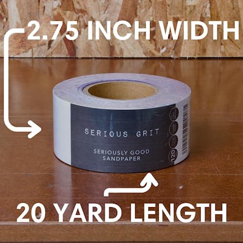 Serious Grit - 120 Grit Ceramic Grain PSA Sandpaper Roll - Heavy-Duty Stickyback Adhesive Longboard Sanding Roll - 2.75" x 20 Yard Continuous Sand Paper for Wood, Metal, Autobody, Paint, Air Sanders. - Image 5
