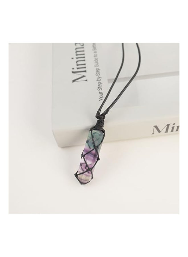 Anjiucc Natural Raw Gemstone Crystal Pendant Necklace Stone Holder Necklace Cord Hand-Woven Necklace with Adjustable Length  Men - Image 4