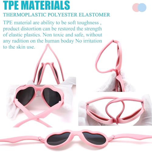 COASION Baby's First Sunglasses with Strap, 3 Pack Unbreakable Polarized Newborn Infant Heart Sunglasses for Ages 0-24 Months (White/Purple Mirror+Pink/Pink Mirror+Purple/Purple Mirror) - Image 4