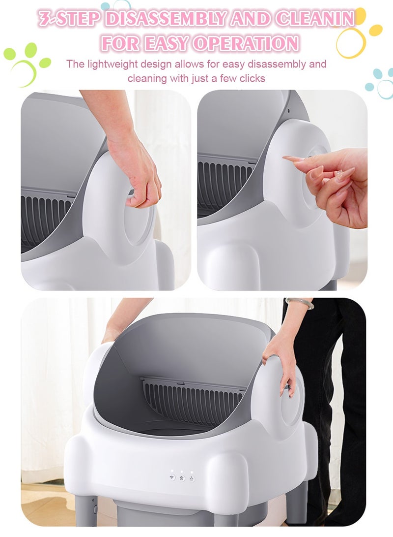 كيدل صندوق قمامة القطط الذكي الأوتوماتيكي المفتوح من الأعلى، صندوق قمامة القطط ذاتي التنظيف مع التحكم عبر التطبيق للقطط المتعددة - Image 3