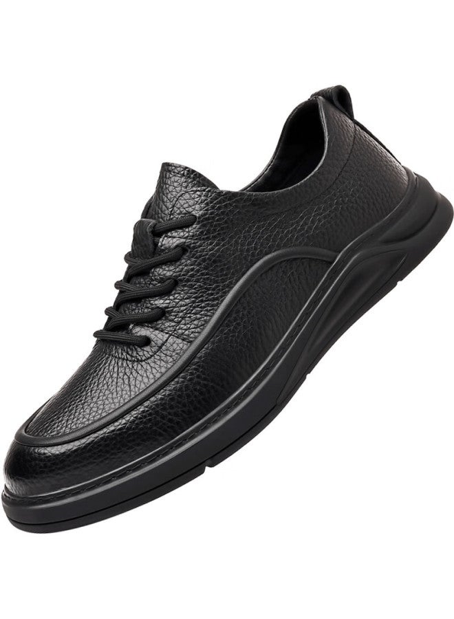 Beioutu Men's Business Casual Leather Soft Sole Comfortable Sched Reinforced Lace-up Shoes 3889 Black Size 43 - Image 3