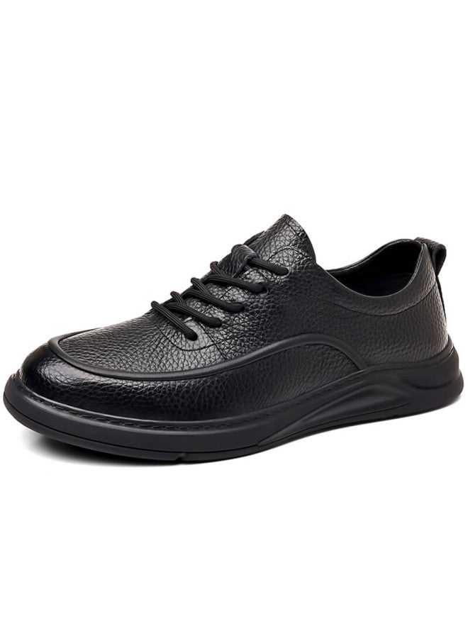 Beioutu Men's Business Casual Leather Soft Sole Comfortable Sched Reinforced Lace-up Shoes 3889 Black Size 43 - Image 4